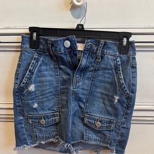 SO Blue Distressed Mini Skirt